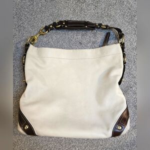 Coach Carly Hobo Slouchy Shoulder Bag Pebbled Leather Off White Gold Hardware